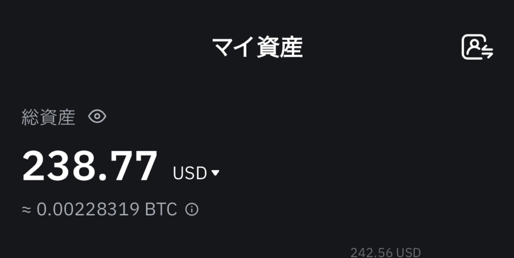 Bybitに入金している金額